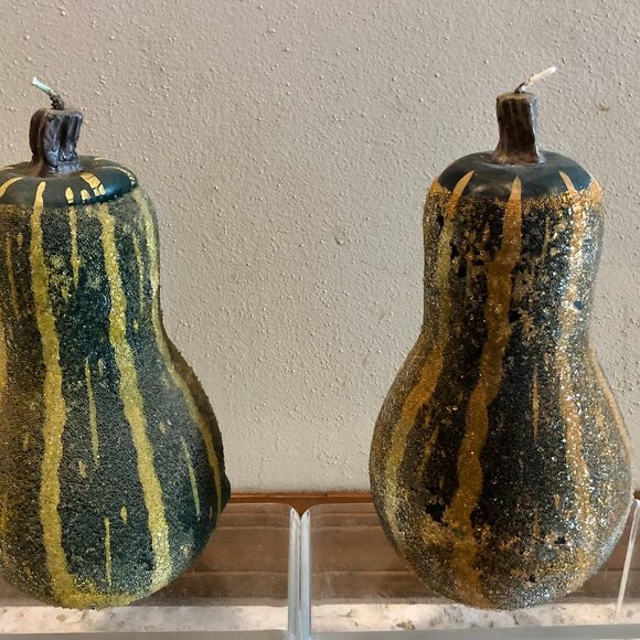 Pottery Barn Other - Pottery Barn Gourd Candles Sparkle Glitter New Bundle set of 2 LARGE
